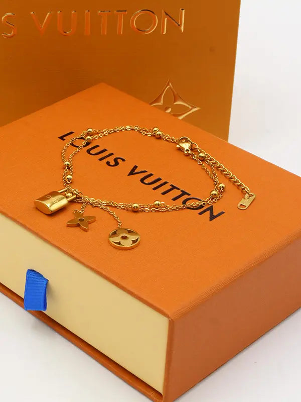 خلحال لويس فيتون بنتدنت ذهبي خلخال louis vuitton