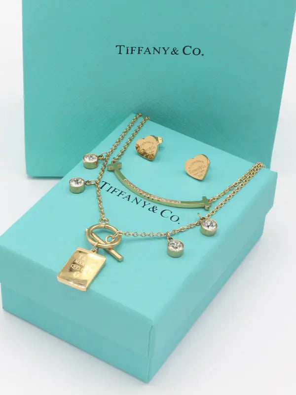 طقم تيفاني ميتال دبل شاين ستونز اطقم tiffany