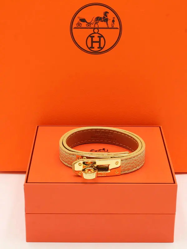 اسوارة هيرمز جلد ماستر لوقو اسواره HERMES ذهبي