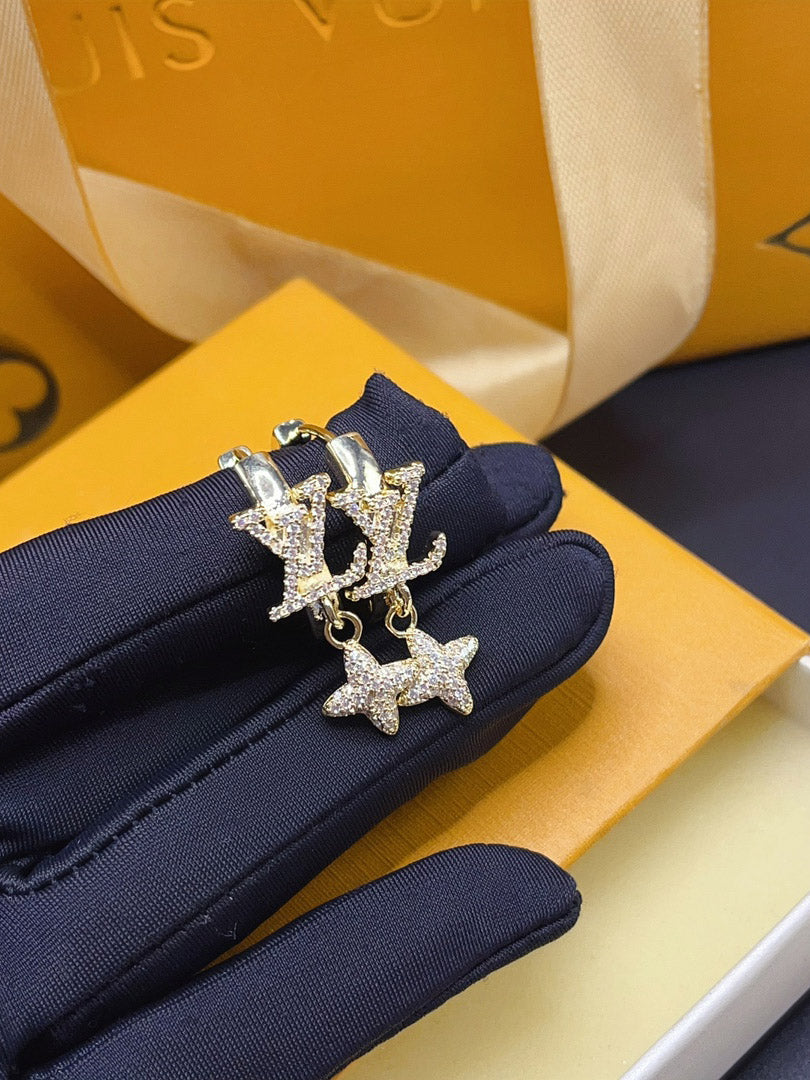 حلق لويس فيتون مدور زركون قولد حلق louis vuitton