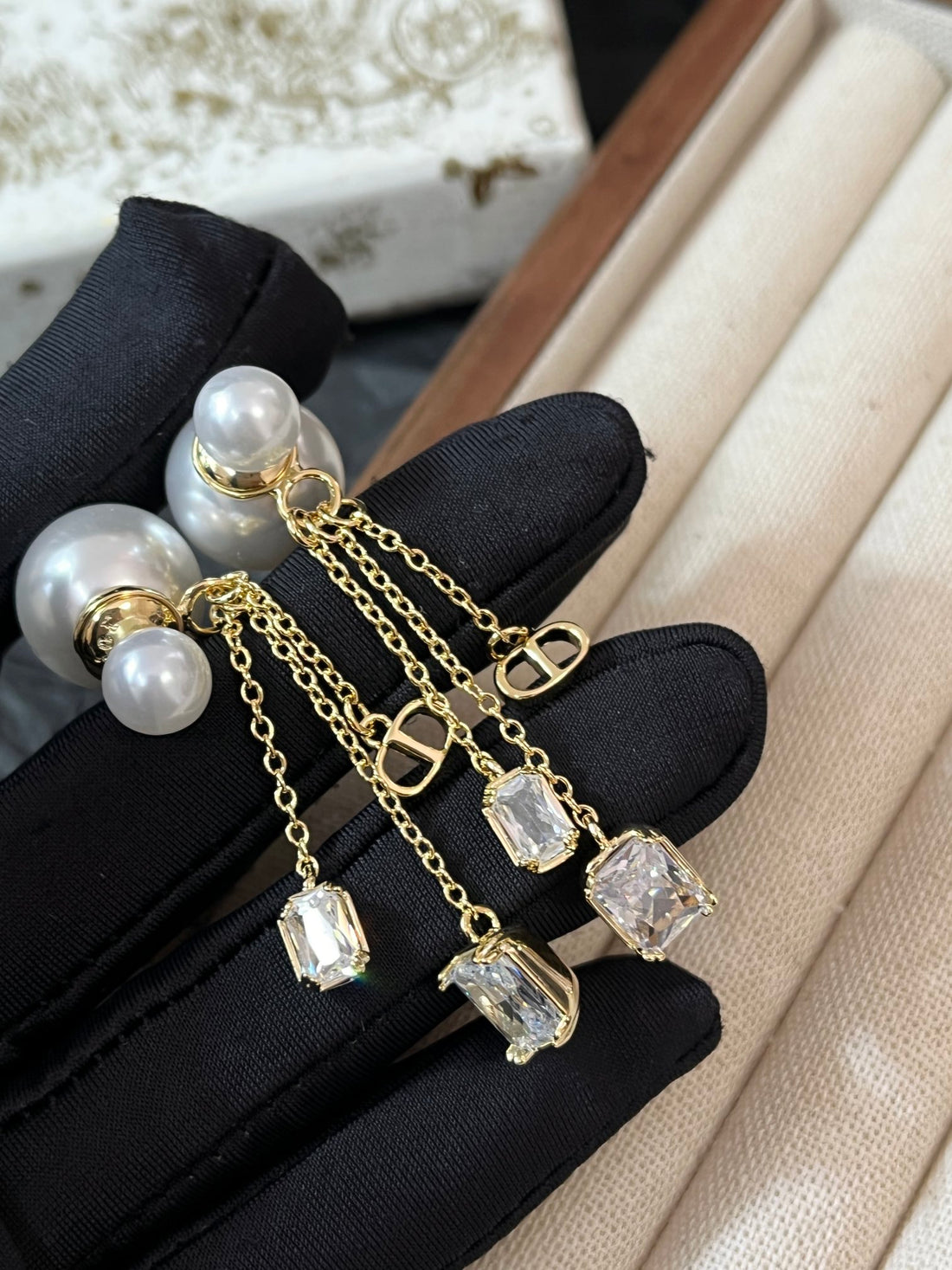 حلق ديور لولو طويل لاينز زركون حلق dior