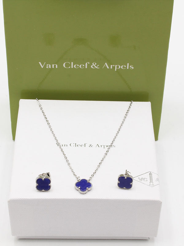 طقم فان كليف ناعم 2 قطع اطقم van cleef ازرق فضي