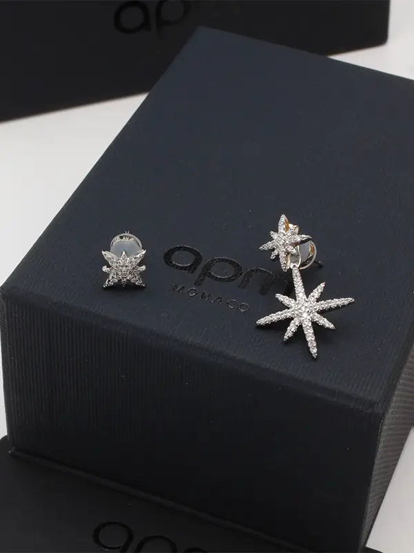 حلق اي بي ام زركون شاين لوقو حلق APM فضي