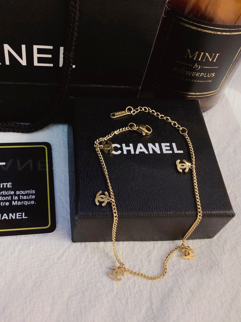 خلخال شانيل ذهبي ناعم خلاخل chanel