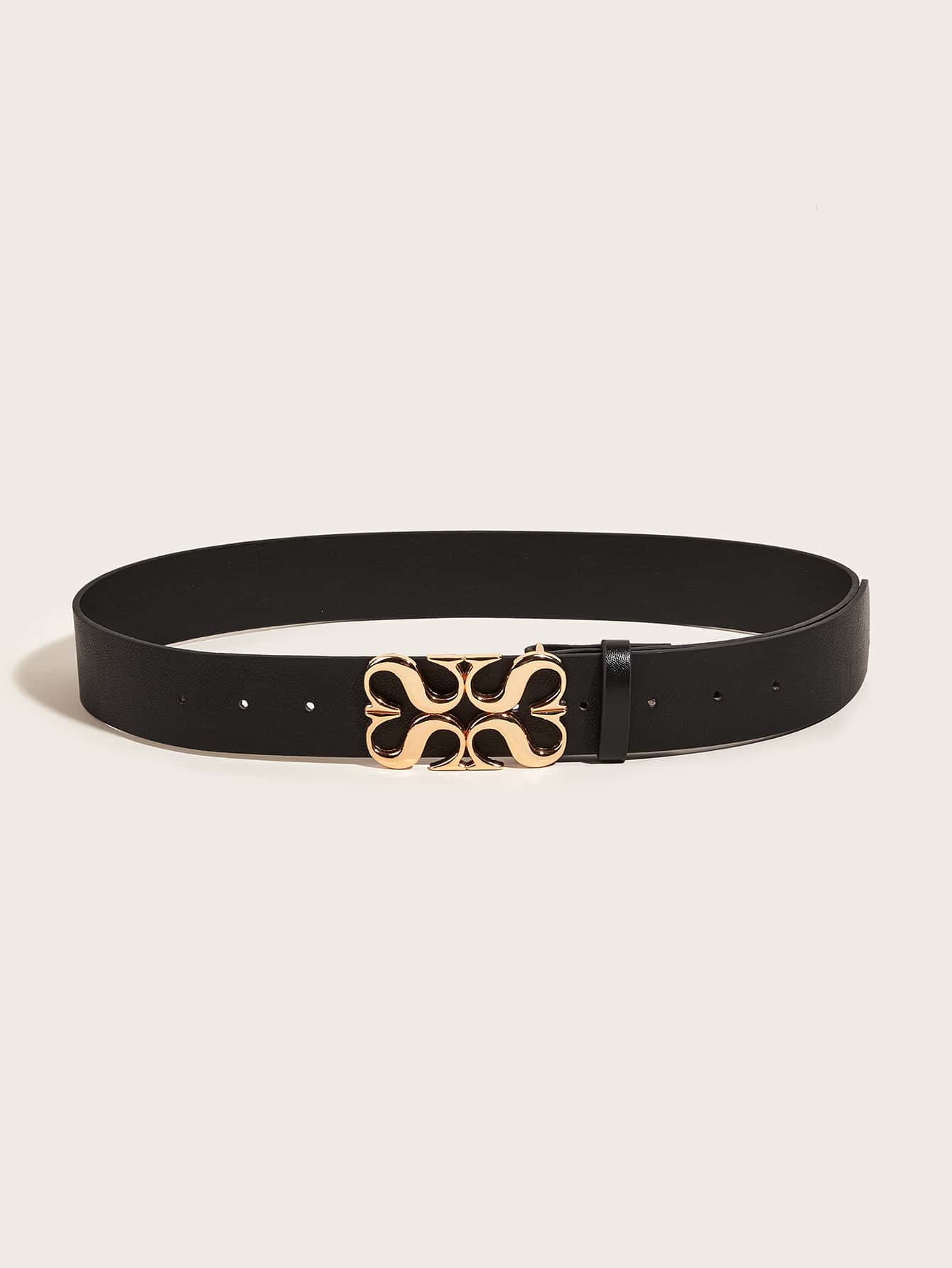 حزام جلد صناعي قلب مزدوج احزمة jewel اسود