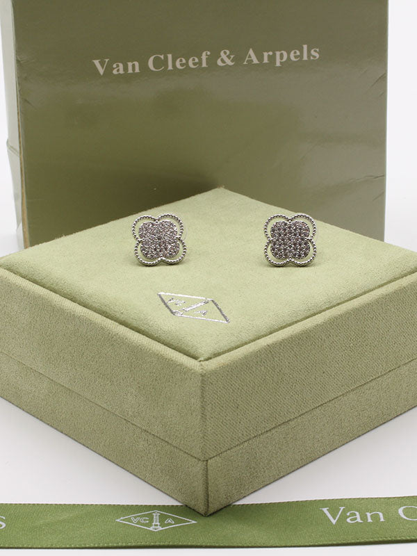 حلق فان كليف زركون فضي حلق van cleef