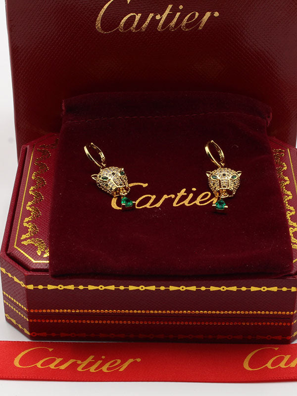 حلق كارتير تايقر زركون اخضر حلق CARTIER