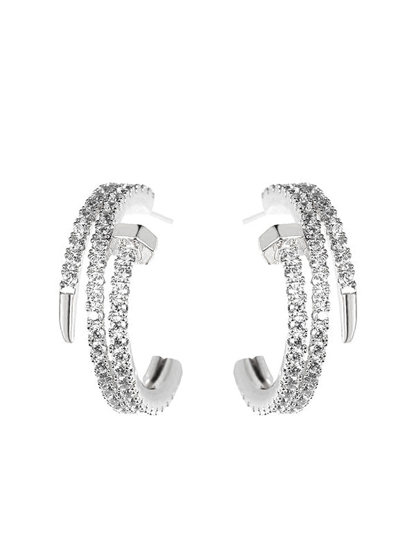حلق كارتير زركون مسمار حلق CARTIER فضي