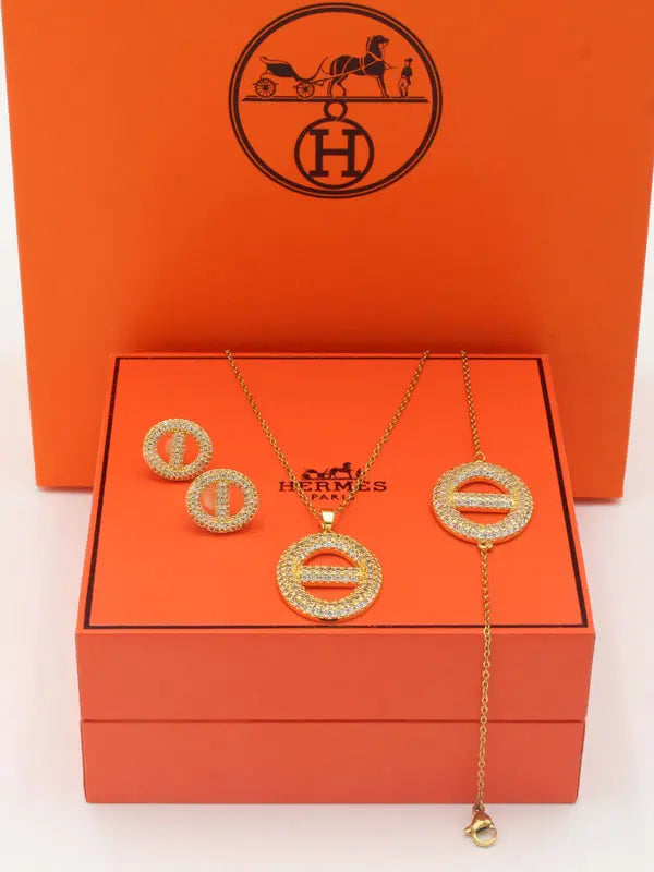طقم هيرمز زركون كبير 3 قطع اطقم HERMES