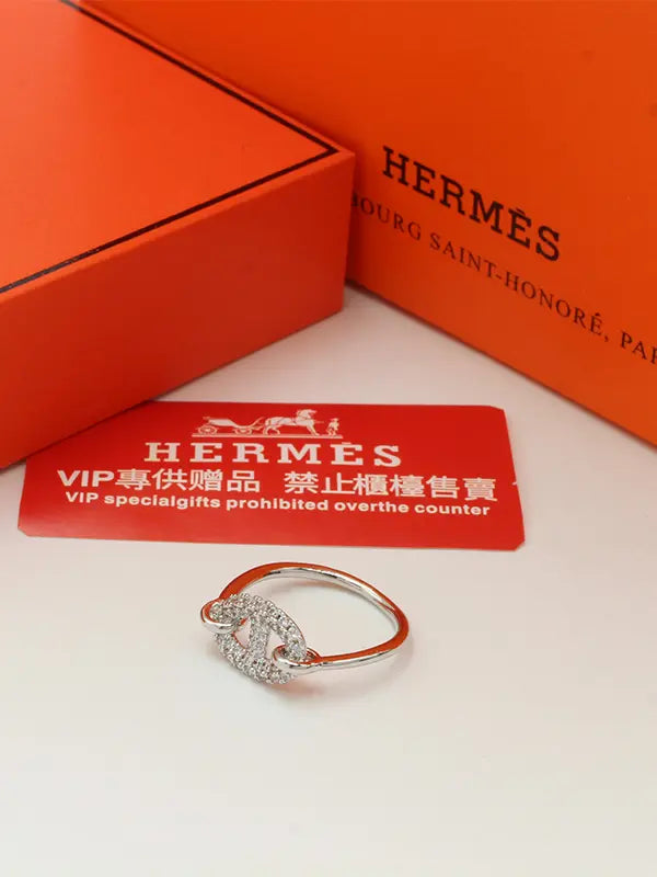 خاتم هيرمز الجديد زركون لوقو خواتم HERMES فضي 7