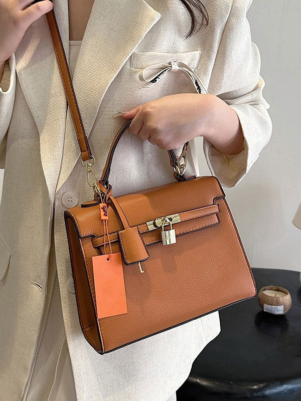 حقيبة نسائية انيقة اسود بحزام قفل شنط وحقائب شنط بني