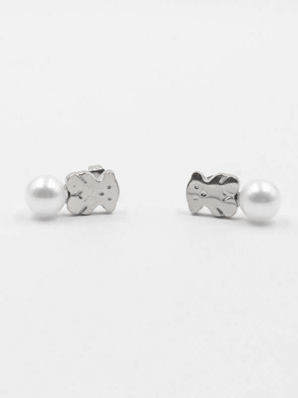 حلق توس بيرل صغير حلق دبدوب فضي