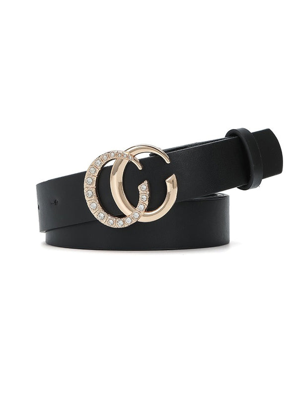 حزام جلد اسود CC احزمة jewel اسود