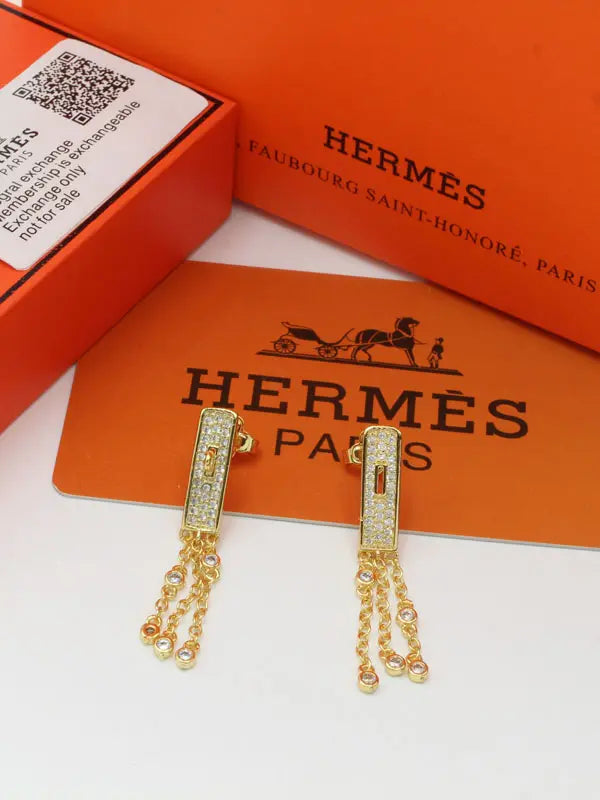 حلق هيرميز نيو لوك زركون الماستر 704 حلق HERMES ذهبي