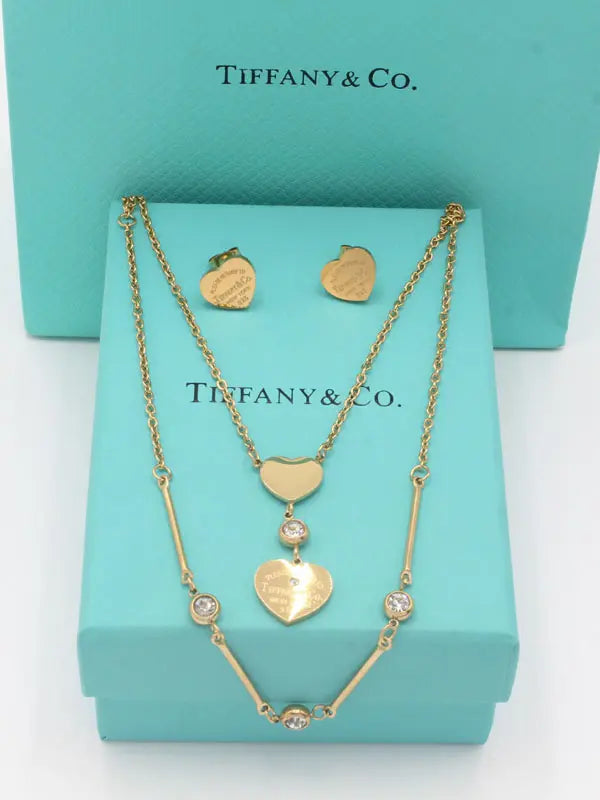 طقم تيفاني ميتال دبل شاين اطقم tiffany ذهبي