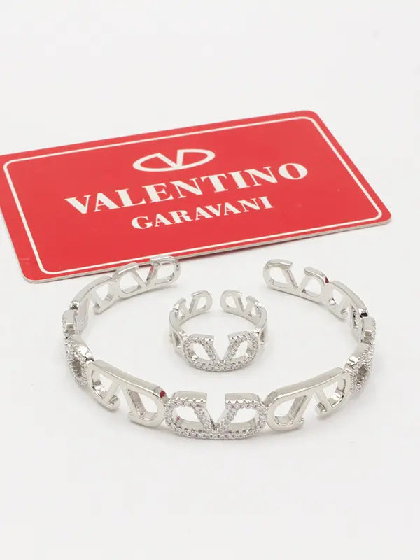 اساور وخاتم فالنتينو زركون 790 اسواره VALENTINO فضي