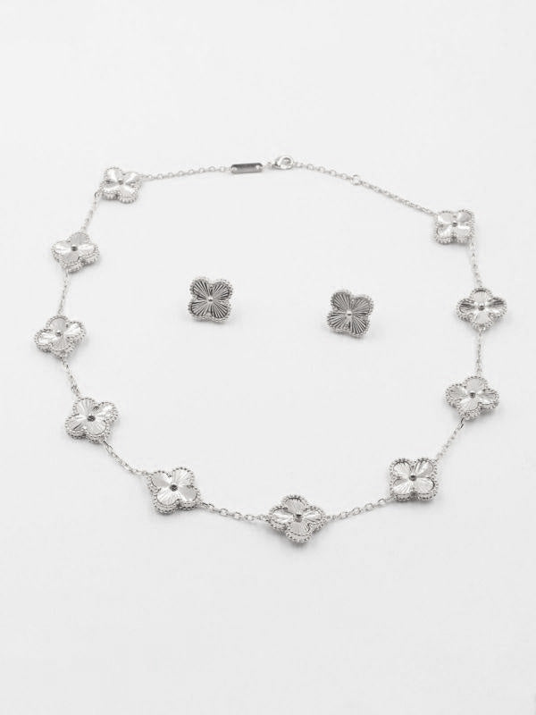 طقم فان كليف قولد ون فلاور قطعتين اطقم van cleef فضي