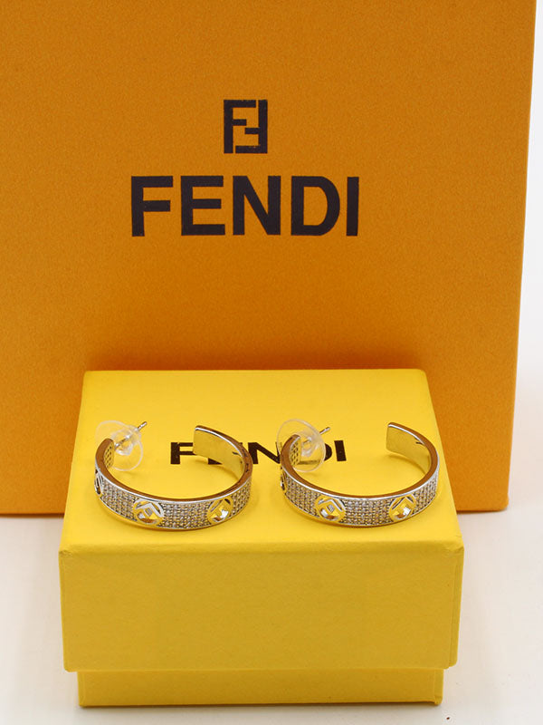 حلق فندي دائري زركون حلق fendi