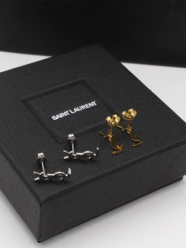 حلق ايف سان لوران صغير ميتال حلق ysl