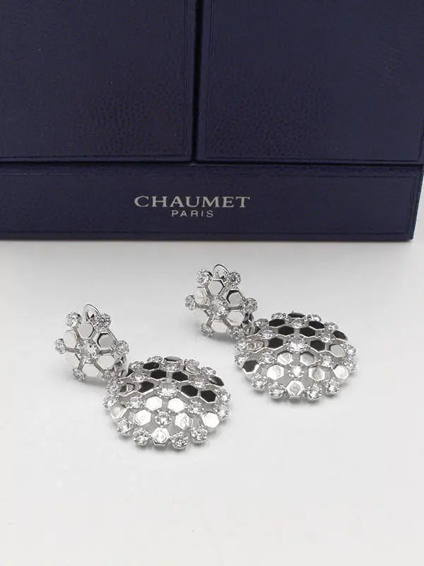 حلق شومية زركون الجديد لوقو حلق chaumet فضي