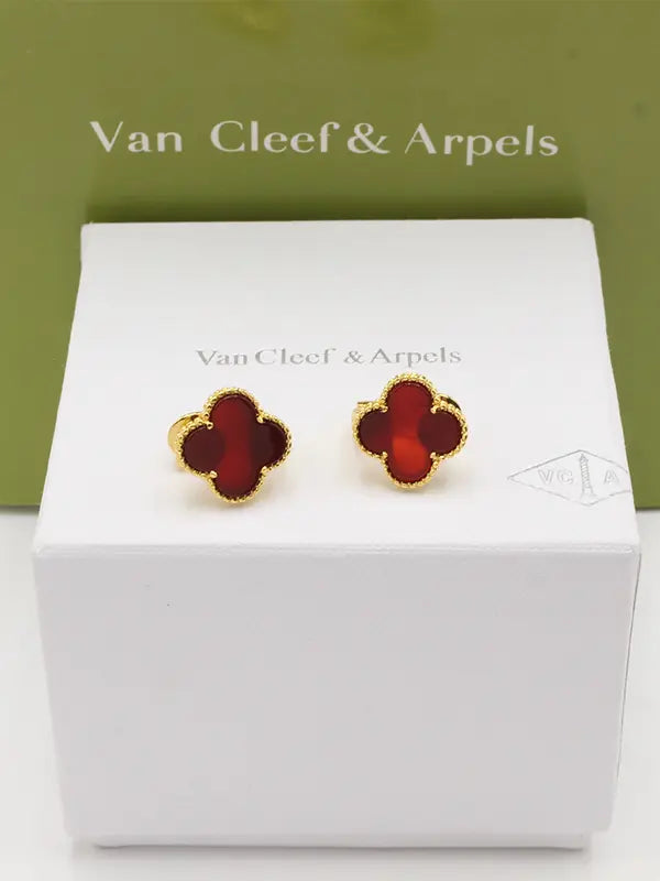 حلق فان كليف كبس الماستر حلق van cleef عنابي ذهبي