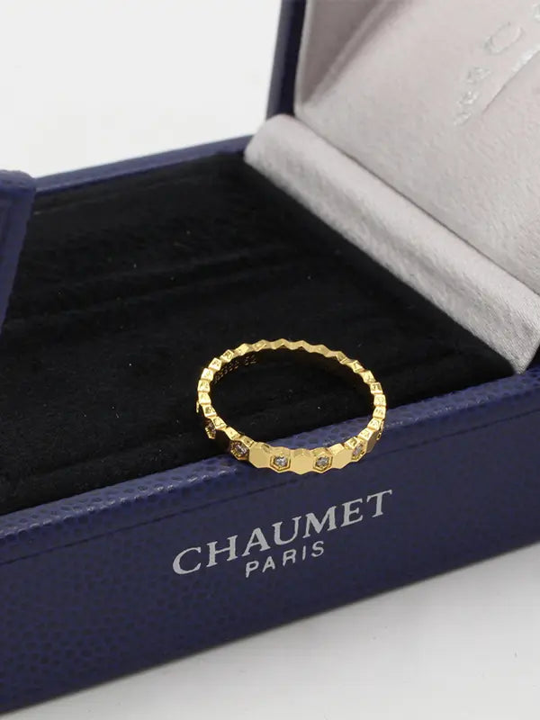 دبلة شومية لوقو هاف ستون خواتم chaumet ذهبي 5