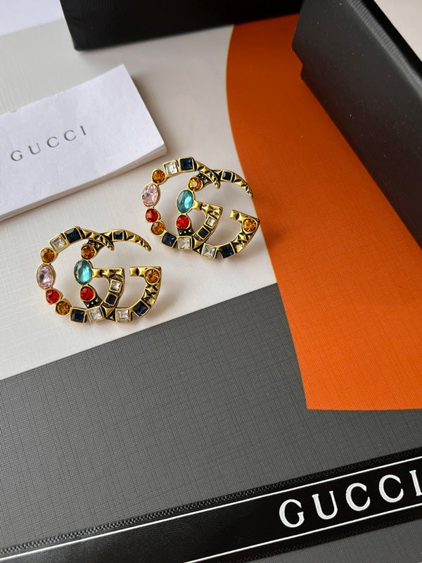 حلق قوتشي لوقو انتيك ملون حلق gucci