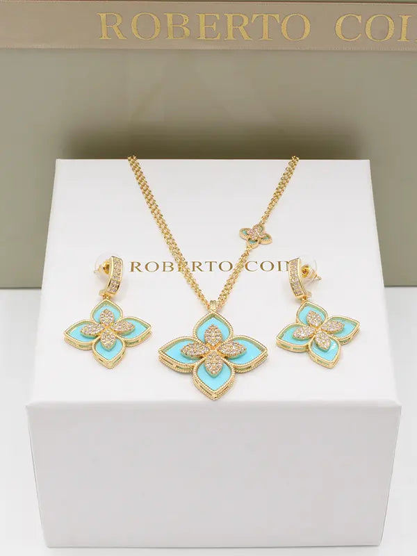 طقم روبرتو كوين 22690 اطقم roberto coin تركواز ذهبي