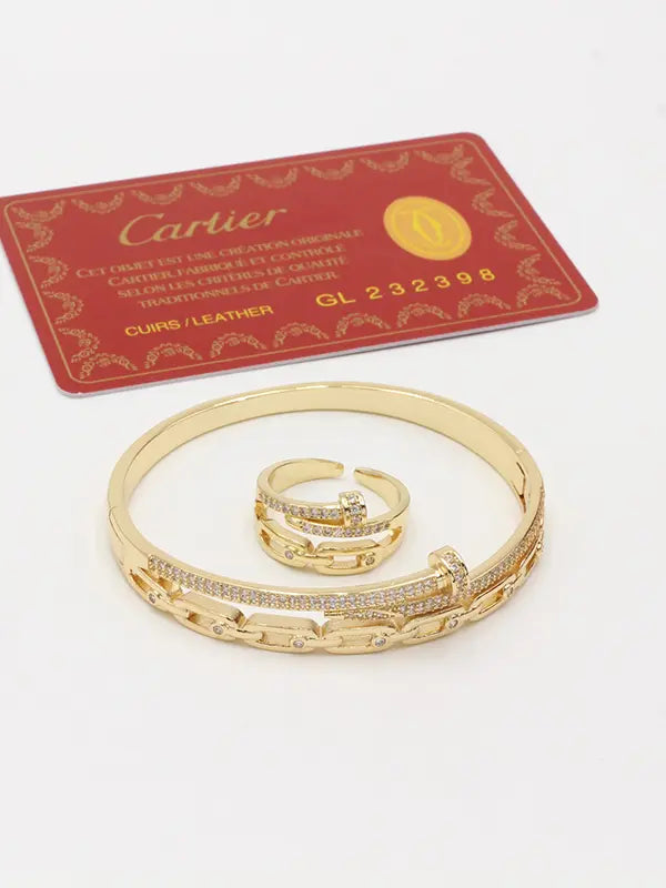 اساور وخاتم كارتير زركون 785 اسواره CARTIER ذهبي