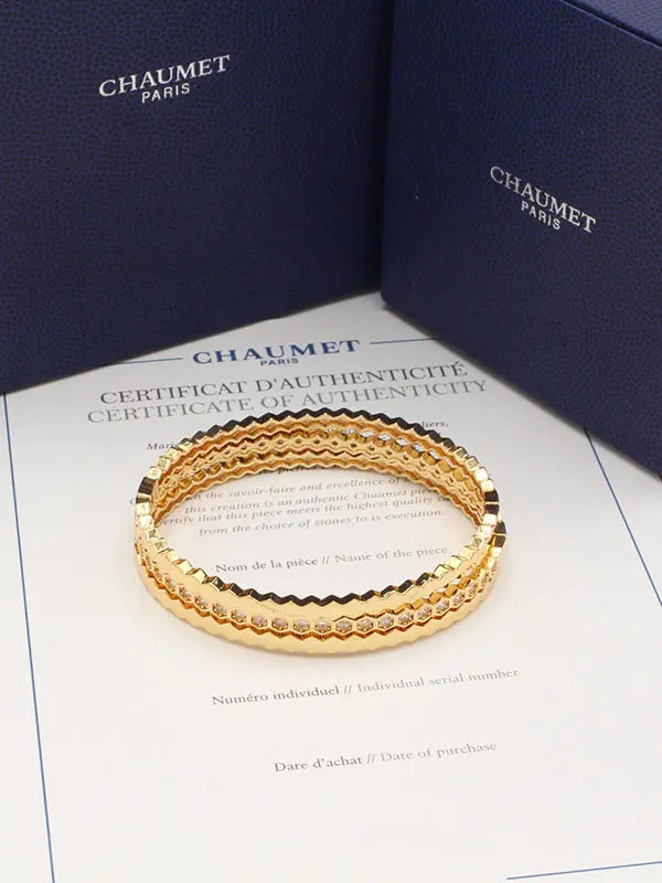 اساور شومية 3 قطع ملونه مقاس 17 اسواره chaumet ذهبي 2