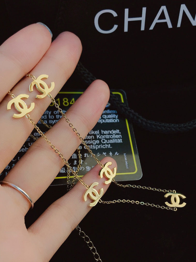 سلسال شانيل تشوكر طويل ميتال سلسال chanel