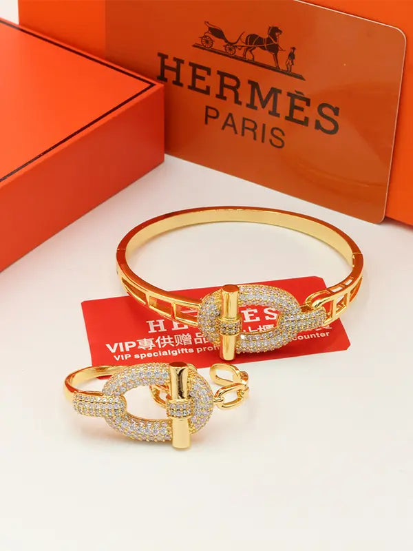 اساور هيرمز 25 بانقل مع خاتم اسواره HERMES ذهبي