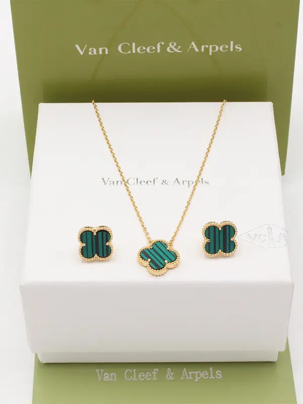 طقم فان كليف لوقو ناعم 689 اطقم van cleef اخضر ذهبي