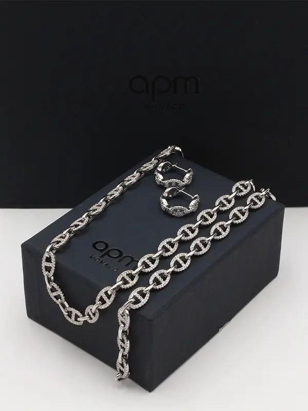 طقم apm زركون فضي لوقو اطقم APM