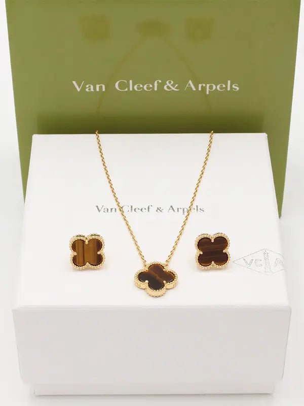 طقم فان كليف لوقو ناعم 689 اطقم van cleef بني ذهبي