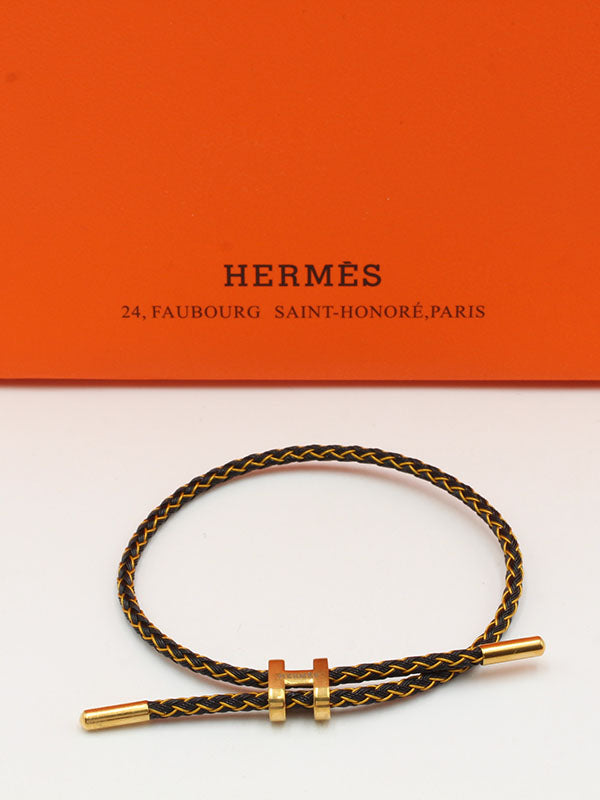 اسوارة هيرمز جلد اسود لوقو اسواره HERMES بني ملون