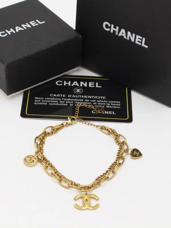 اسوارة شانيل دبل لاينز نيو ستايل اسواره chanel ذهبي