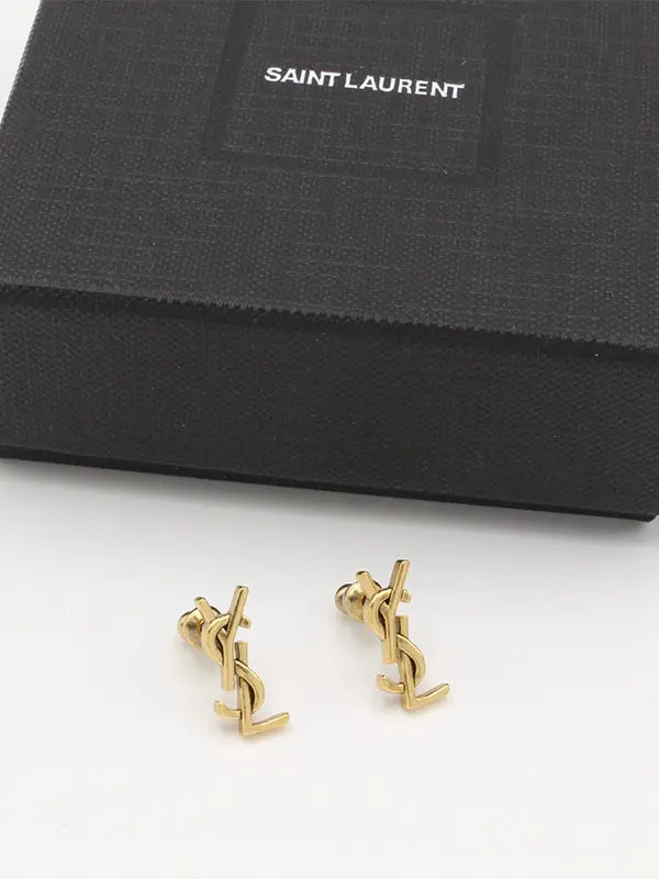 حلق ايف سان لوران برونزى صغير حلق ysl برونزي