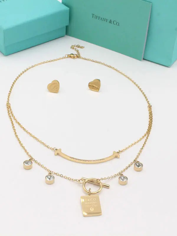 طقم تيفاني ميتال دبل شاين ستونز اطقم tiffany