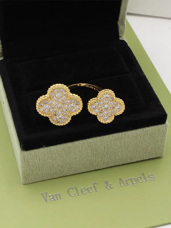 خاتم فان كليف وردتين ماستر خواتم van cleef ذهبي