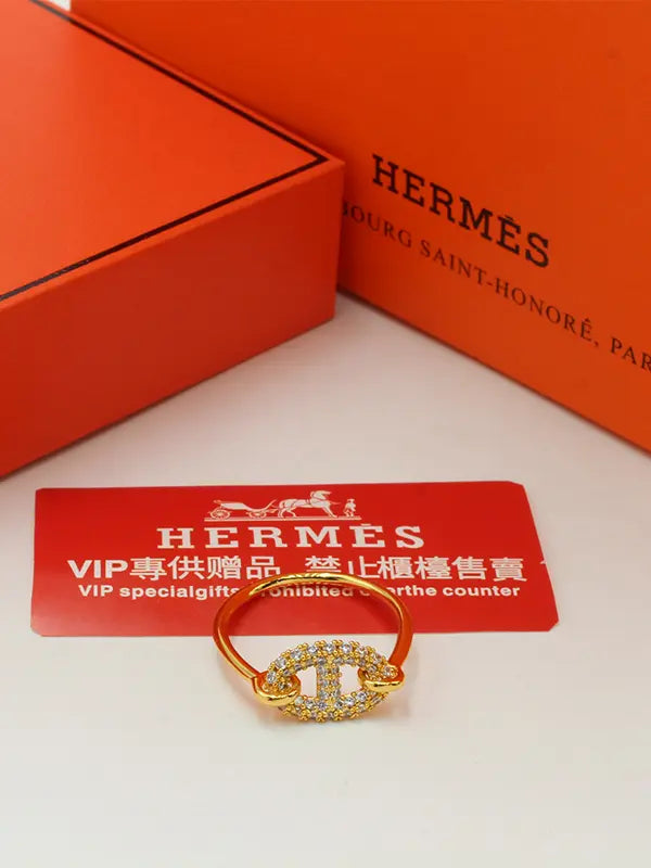 خاتم هيرمز الجديد زركون لوقو خواتم HERMES ذهبي 6