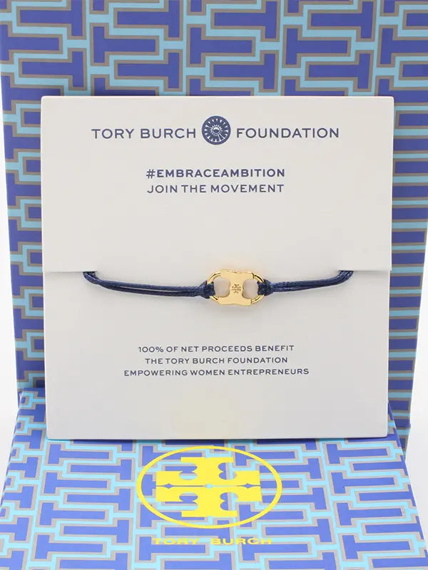 اسواره توري بورش خيط لوقو اسواره tory burch كحلي ذهبي