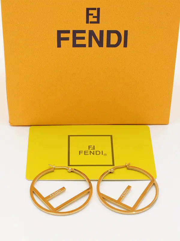حلق فندي مدور كبير فلات لوقو حلق fendi