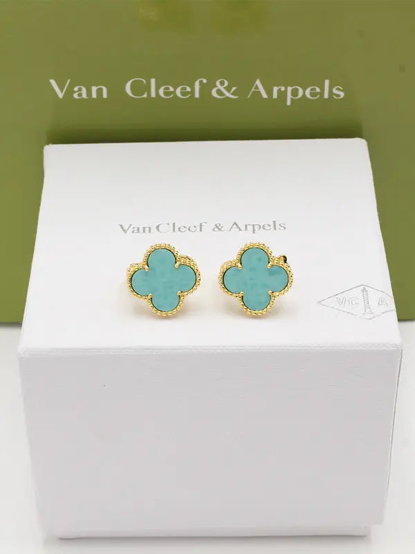 حلق فان كليف كبس الماستر حلق van cleef تركواز ذهبي
