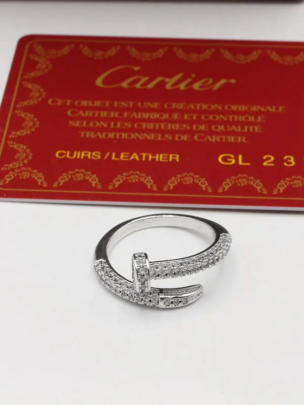 خاتم كارتير مسمار زركون ناعم خواتم CARTIER فضي