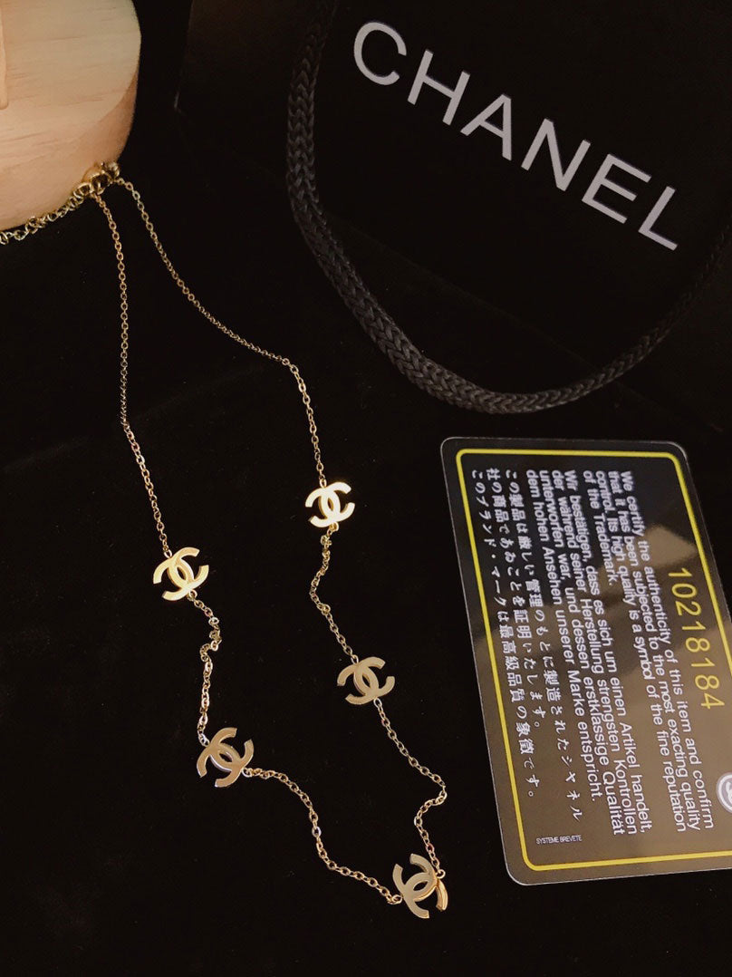 سلسال شانيل تشوكر طويل ميتال سلسال chanel ذهبي