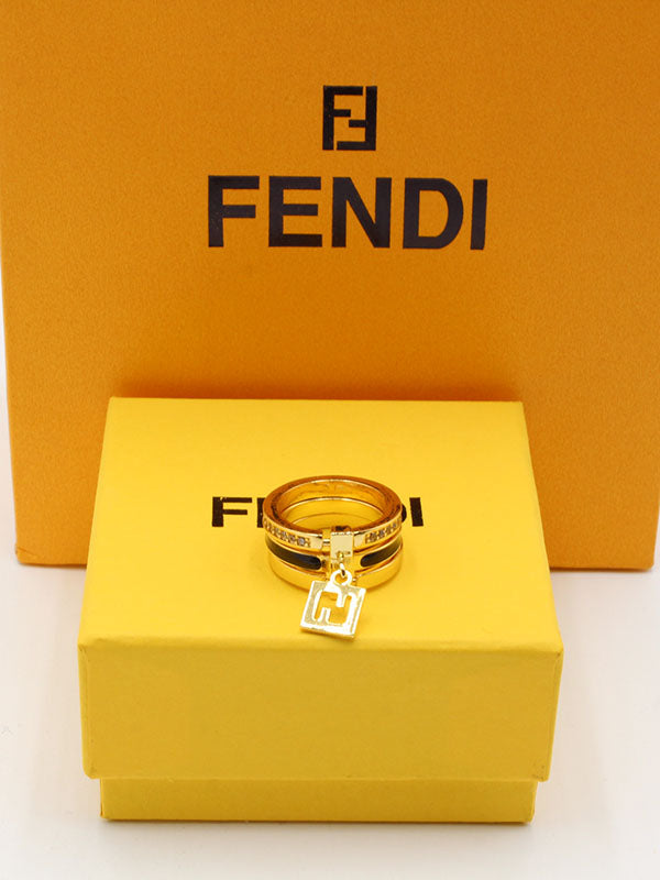 خاتم فندي بلاك اديشن لوقو خواتم fendi ذهبي 7