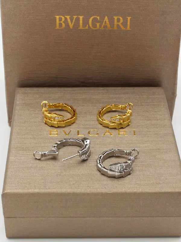 حلق بولغاري الجديد سنيك هاف ستون حلق bvlgari