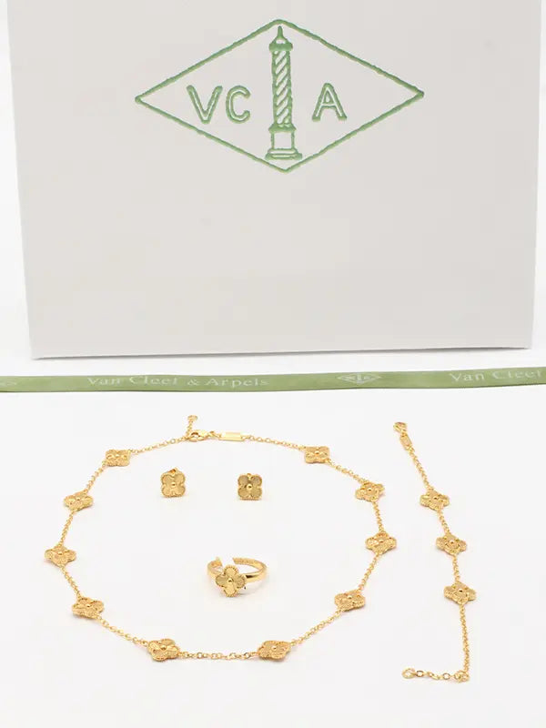 طقم فان كليف ورود ميني 4 قطع اطقم van cleef ذهبي 6