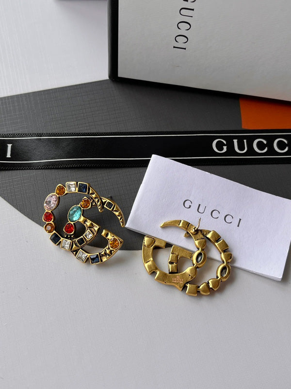 حلق قوتشي لوقو انتيك ملون حلق gucci